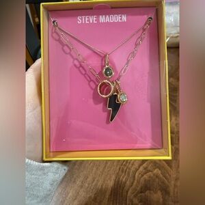 Steve Madden Gold and Black Charm Necklace